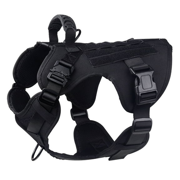 Dog Harness,Medium Size,2X Metal Buckle,Working Dog with Velcro your tag easily and Vest with Handle,No Pulling Front Leash Clip,Hook and Loop Panel Adjustable Elastic Wearing Quickly