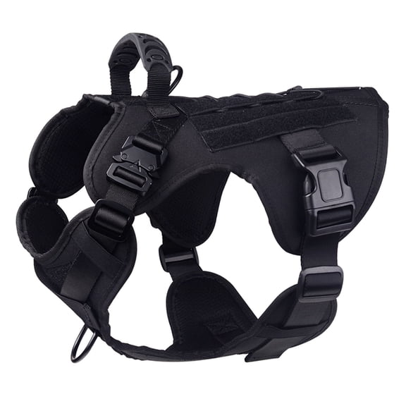 Dog Harness,Medium Size,2X Metal Buckle,Working Dog with Velcro your tag easily and Vest with Handle,No Pulling Front Leash Clip,Hook and Loop Panel Adjustable Elastic Wearing Quickly