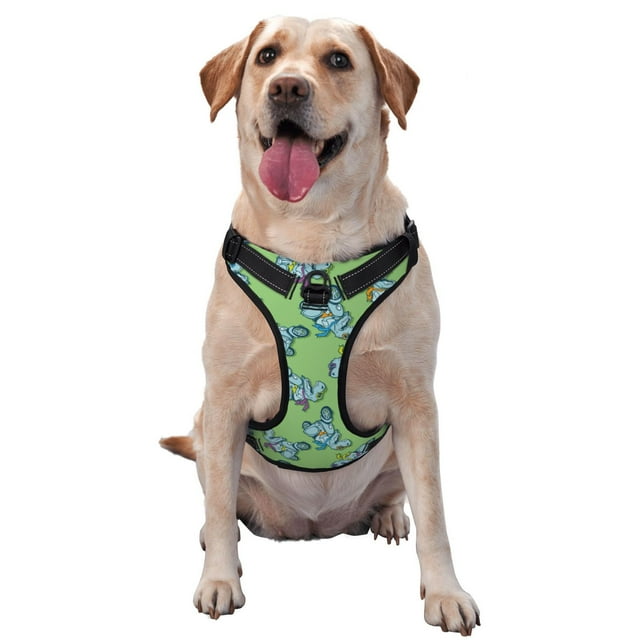 Dog Harness, Motorcycle Riding Dinosaur No Pull Pet Harness Dog Leash, Step-in Dog Vest Harness, No Choke Reflective Adjustable Puppy Vest for Small Medium Large Dogs