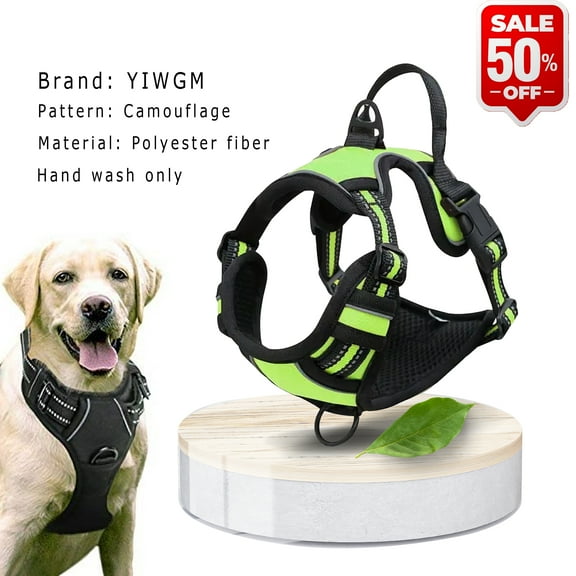 Dog Harness - No Pull Dog Harness Green Reflective Dog Walking Pet Harness Size – Medium | GOLDENROW