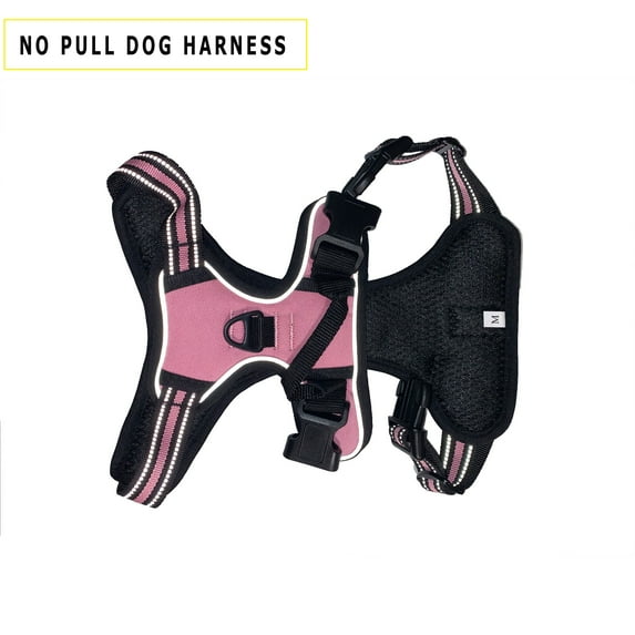 No Pull Dog Harness - Xl Size | Reflective Nylon Adjustable Pink Harness for Pet | GOLDENROW