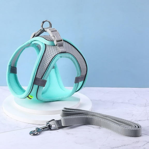 Dog Harness, Puppy Harness, Soft Dog Harness and Leash Set with Reflective Collar for Small Medium Dogs, Comfortable and Reflective Dog Harness , Green S