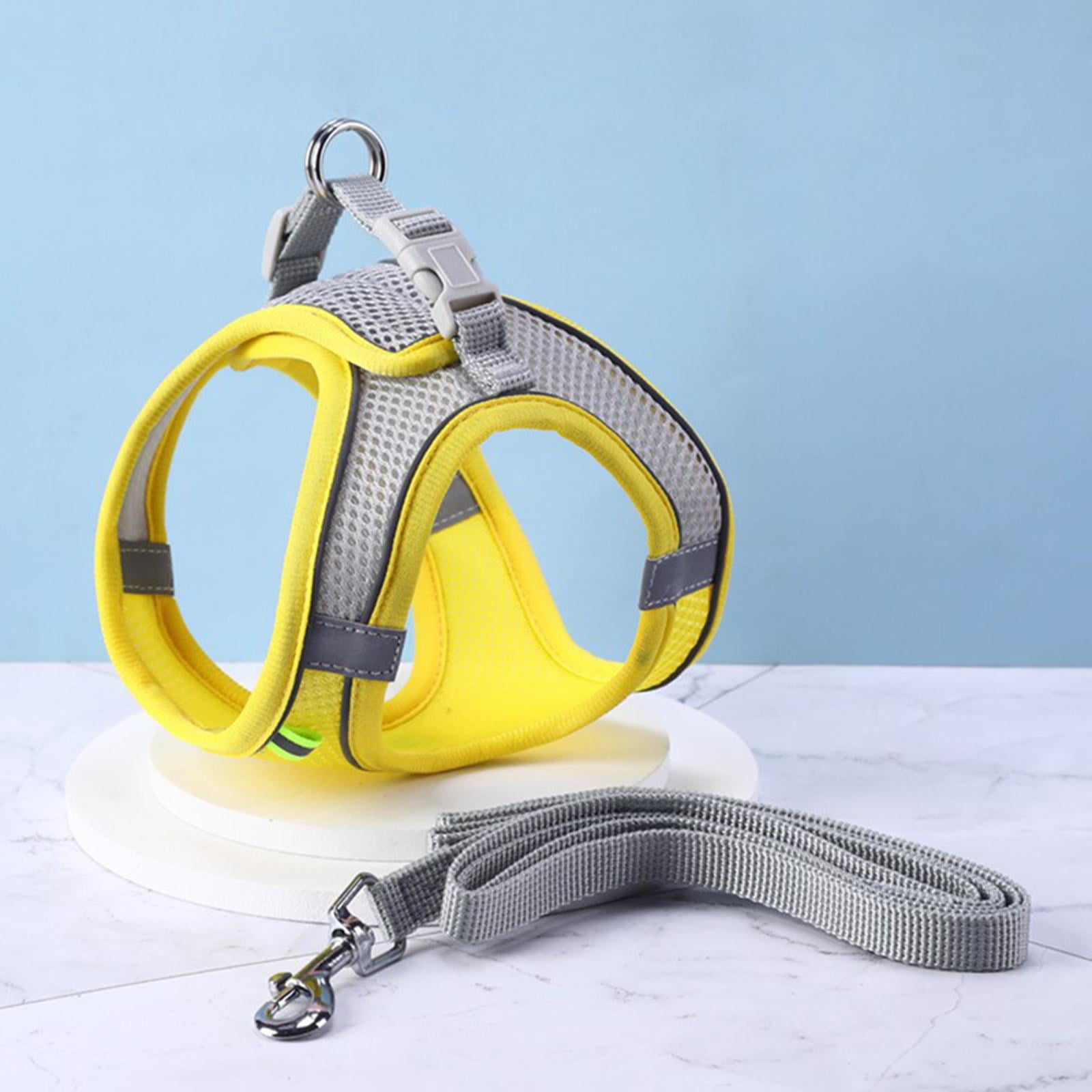 Dog Harness, Puppy Harness, Soft Dog Harness and Leash Set with Reflective Collar for Small Medium Dogs, Comfortable and Reflective Dog Harness , Yellow XXS