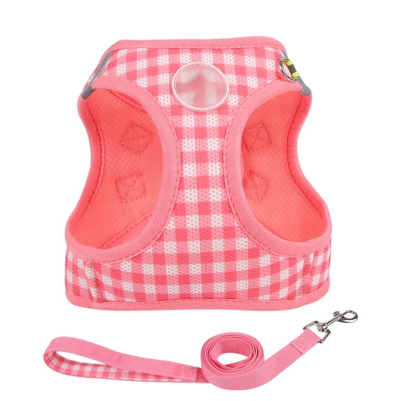 Dog Harness Set, No Pull Adjustable Reflective Pet Harness for Small Medium Dogs, Step in Vest Harness Dog Harness Outdoor Hiking Training for Small Medium Dogs, Cats Pink S