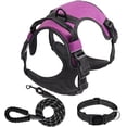 thumbnail image 1 of Dog Harness Set, No Pull Dog Vest Harness and 5ft Leash & Collar for Small Medium Sized Large Dog Cat,Adjustable Soft Nylon Padded Dog Vest Reflective Front Clip Vest with Easy Handle -Black, 1 of 6