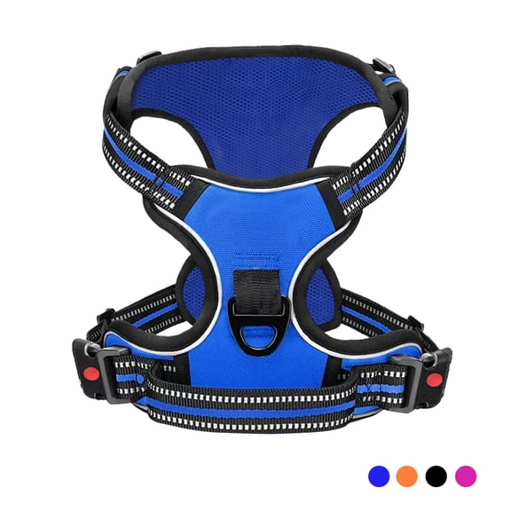 Dog Harness for Small Dogs, No Pull Pet Harness with 2 Leash Clips, Adjustable Soft Padded Dog Vest Handle, Reflective No Choke Pet Vest Harness, Blue, XS