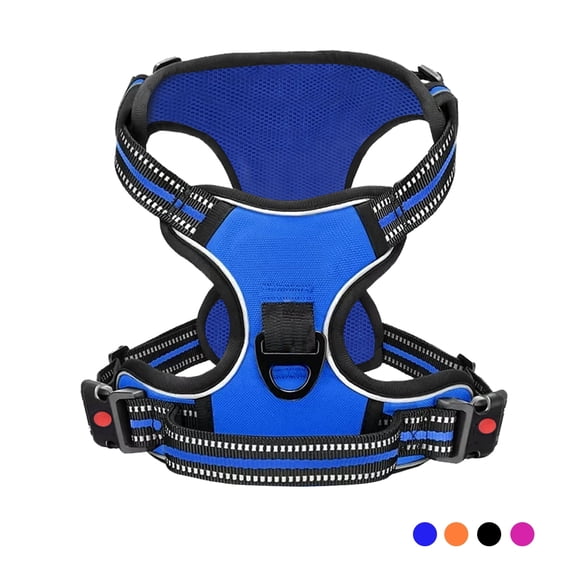 Dog Harness for Small Dogs, No Pull Pet Harness with 2 Leash Clips, Adjustable Soft Padded Dog Vest Handle, Reflective No Choke Pet Vest Harness, Blue, S