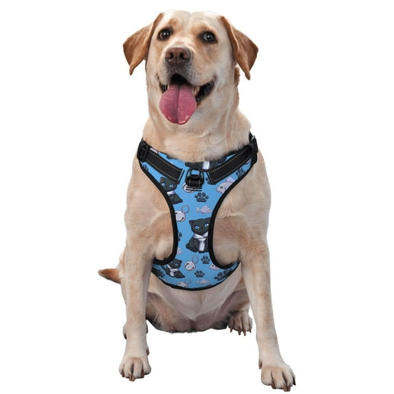 Dog Harness for Small to Large Dogs - Classic Katong Cat Fish Blue No Pull Pet Harness for Easy Walk Adjustable Soft Padded Dog Vest, Front Clip Dog Reflective Harness