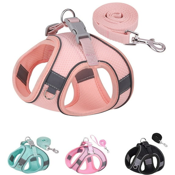 Dog Harness for Small Medium Dogs No Pull, Cat Harness and Leash Set, Puppy Harness for Small Dogs, Step in Harness for Small Dogs, Small Dog Harness, mesh Dog Harness (Pink, M)