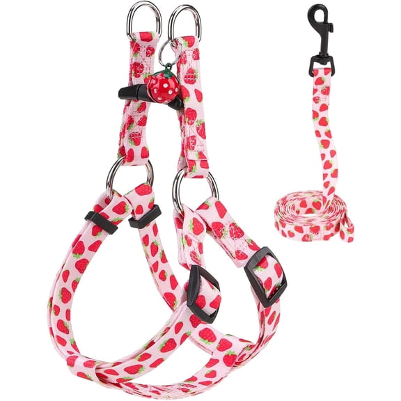 Dog Harness Small Sized Dog Girl, No Pull Dog Harness and Leash Set,Step in Soft Light Puppy Vest, No Choke Heavy Duty Dog Halter with Bell,Breathable Adjustable Nylon Pet Harnesses, Pink S