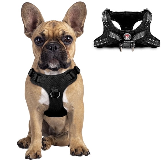 Dog Harness Step in Dog Vest Harness, Reflective Adjustable Puppy No Pull Harness Breathable Soft for Small and Medium Dogs Cats,Black, S