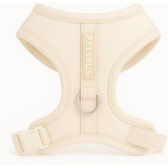 Dog Harness Vanilla Cream Off White Neoprene Leather Design Sport Small Medium Large No Pull Reflective Adjustable Breathable Lightweight Pet (L: Neck=16.5-22''/Chest=22.4-32.7'')