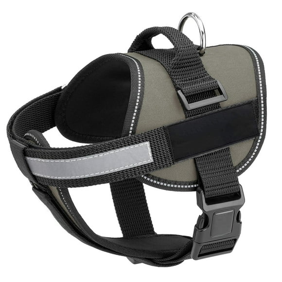 Dog Harness Vest with Blank Patches Reflective, Adjustable Breathable Straps for Service, Medical, Identification and Training Dogs, Garden, Lawn, Girth 18 to 25" Gray