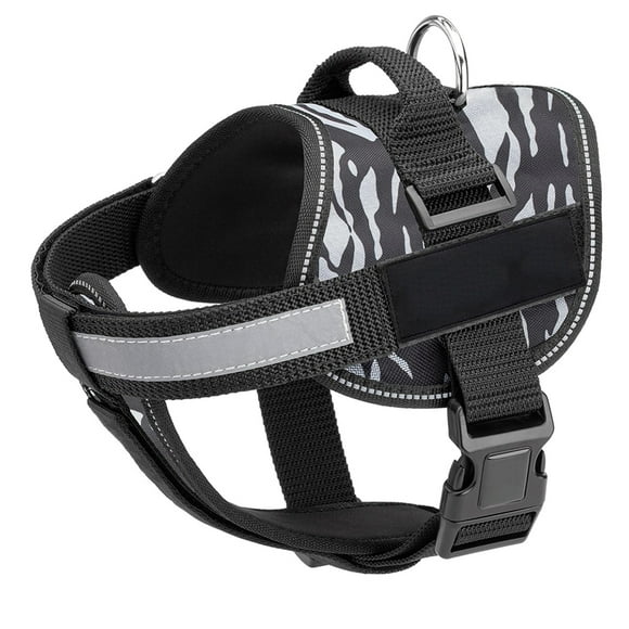 Dog Harness Vest with Blank Patches Reflective, Adjustable Straps for Identification, Service, Training Dogs, Outdoor, Girth 15 to 19" Zebra
