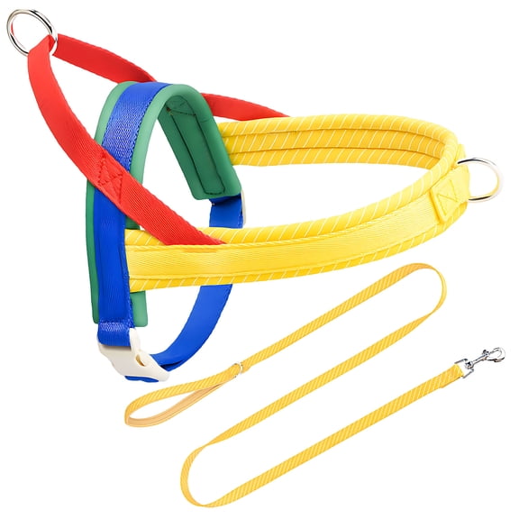 Dog Harness and Leash Set, No Pull Adjustable Pet Harness, Comfortable Padded Vest for Small Medium Dogs, Yellow M