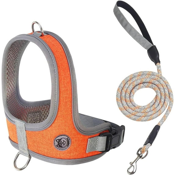 Dog Harness and Leash Set, No Pull Saddle Style Pet Harness, Breathable Mesh Adjustable Reflective Dog Vest for Dogs and Cat Small Harness 2 D-Rings