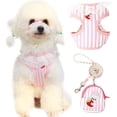 thumbnail image 1 of Dog Harness and Leash Set with Bags Striped Lace No Pull Girl Dog Vest Harness Mesh Puppy Harness for Small Medium Dogs Cats Adjustable Pet Harness, 1 of 8