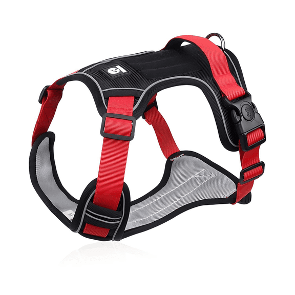 Dog Harness for Large Dogs,No Pull Pet Harness with Easy Walking Reflective Strips and Control Handle,Black,XL