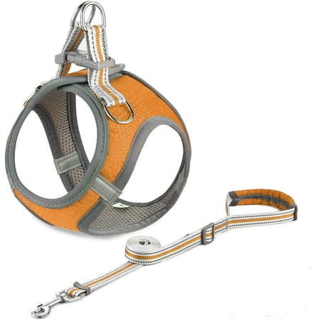 Dog Harness for Small Dog Puppy Harness Safe Reflective Design for Dog Cat(Orange)