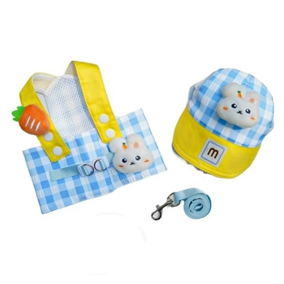 Dog Harness with Hat Set, Adjustable Lovable Safety Buckle and Leash Attachment (Sky Blue,XS)