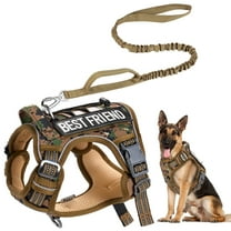 Dog Harness with Leash, No Pull Harness, No Choke Reflective Vest with Handle, Adjustable Pet Harness for Running Walking, Khaki, Large Size