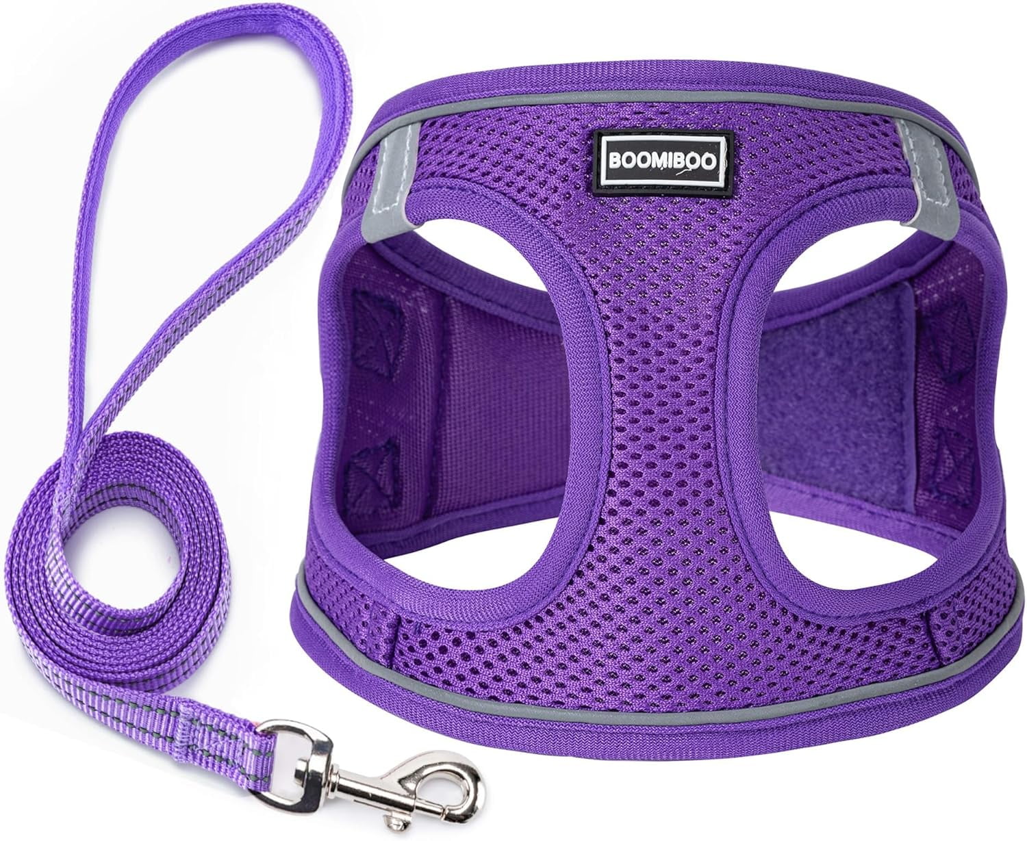 Dog Harness with Leash Set, No Pull Adjustable Reflective Step-in Puppy Pet Vest Harnesses for Small Medium Large Dogs and Cats,Purple XL