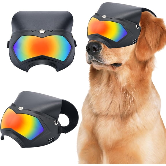 Dog Hat with Anti-UV Goggles - Helmet-Style Adjustable Sun Protection Cap for Large Dogs, Breathable Lightweight Design, Detachable Dog Sunglasses for Motorcycle Rides & Outdoor