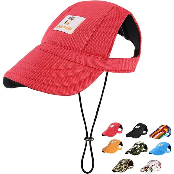 Dog Hat Dog Sun Hat Dog Baseball Cap Dog Trucker Hat Dog Hats for Small Medium Large Dogs with Ear Holes Adjustable Drawstring Breathable Waterproof Design UV Protection Outdoor All Season,Red
