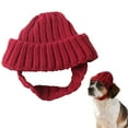 thumbnail image 1 of Dog Hat,Knit Dog Beanie with Ear Flaps – Warm Winter Hat,Stretchy Knit Soft Ear Flaps Beanie,Cold Weather Outdoor Walks & Photos for Small & Medium Dogs & Cats(Wine Red,M), 1 of 9