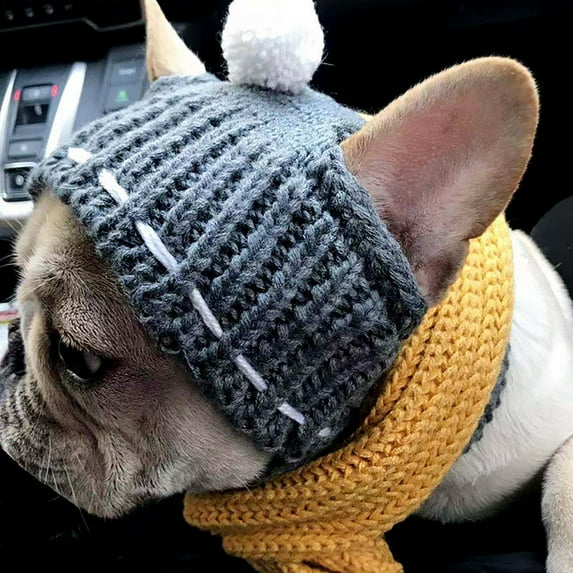 Dog Hats, Cute Knitted Puppy Cat Hats for Warmth and Cold Protection, Comfortable and Fashionable Polka Dot Pet Cap