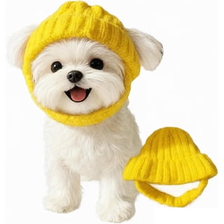 Dog Hats for Small Dogs, Wool Knit Dog Beanie with Ear Flaps, Soft Acrylic Winter Hat with Ear Holes and Chin Strap for Small Breeds and Cats