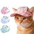 thumbnail image 1 of Dog HatsforSmall Dogs, Pet Sun Visors, 3inOpening, Woven Fabric, Ear Cutout Sun Protection, Daily Travel, Pastel Blue Gingham Pattern, Adjustible Chin Loop, 1 Pc, 1 of 6