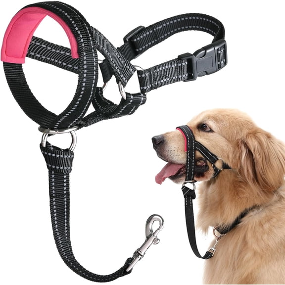Dog Head Collar, No Pull Halter with Soft Padding, Reflective Padded Snout Harness for Small and Medium Dogs