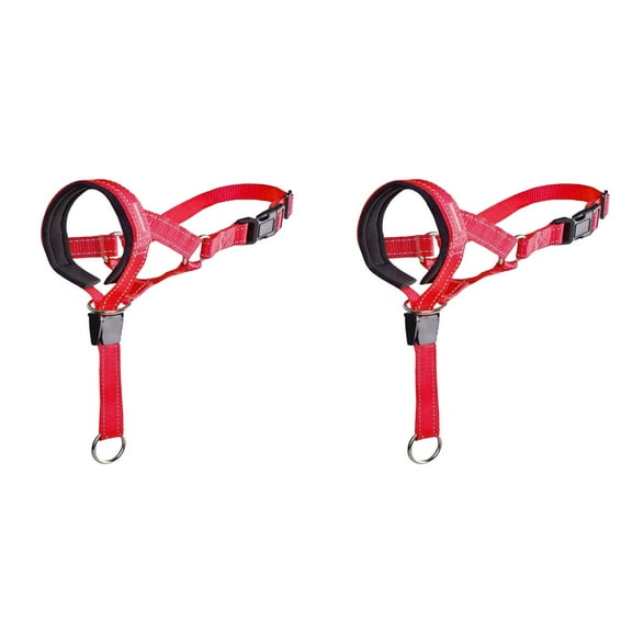 Dog Head Collar, No Pull Dog Halter with Soft Padding, Reflective Training Tool for Medium Large Dogs, Labrador, Stops Heavy Pulling and Easy Control on Walks Red *2PCS