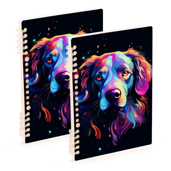 Dog Head Colorful Ring Binder Notebook Journey Note Diary College Ruled Spiral Notebook Study Loose Leaf Paper A5 60 Pages