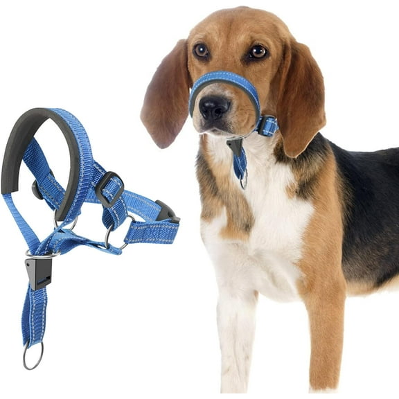 Dog Head Halter with Safety Strap, Stops Heavy Pulling On The LeashNo-Pull Dog Collar, Perfect for Leash & Harness Training Medium and Large Dog Sizes,Blue