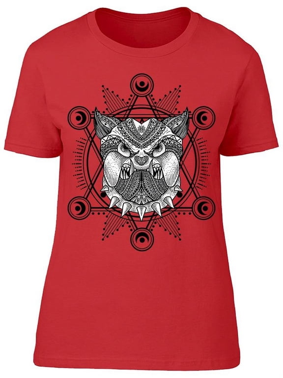 Dog Head Pattern Symbol T-Shirt Women -Image by Shutterstock, Female Medium