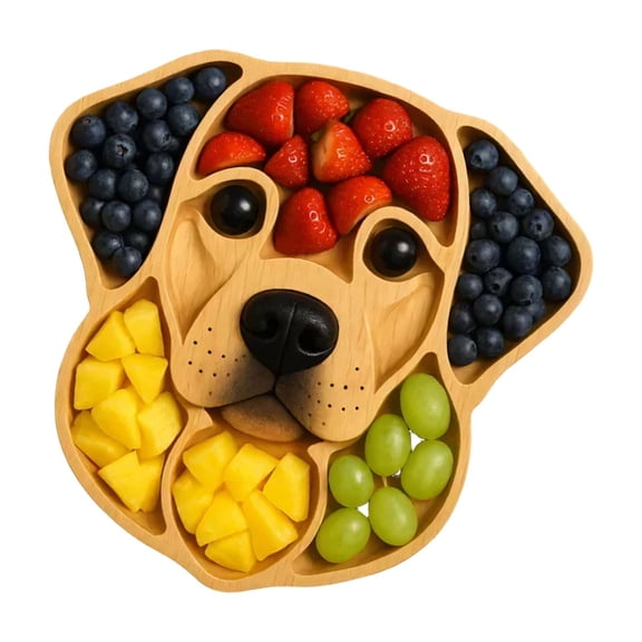Dog Head Shaped Wooden Serving Tray For Fruits Snacks And Desserts Fruit Platter Perfect For Party And Home Use