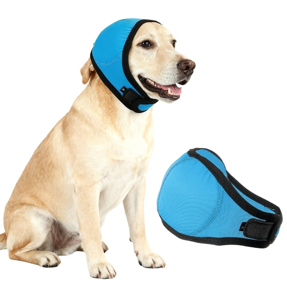 Dog Head Wrap, Cat Ear Wrap Ear Muffs Quiet Head Cover Sleeves Anxiety Ease Head Protection No Shake, (Lake Blue, S), Intended for Pet Bath/Grooming/Swimming/Force Drying