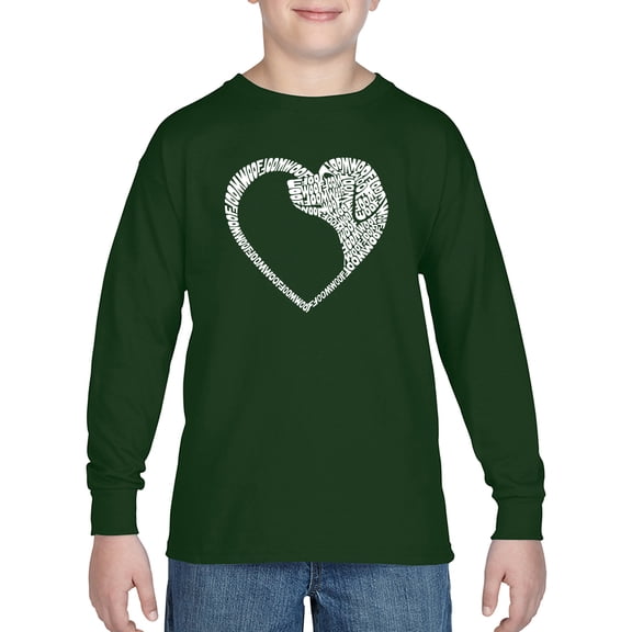 Dog Heart - Boy's Word Art Long Sleeve T-Shirt
