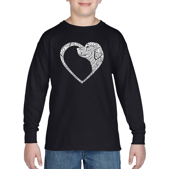 Dog Heart - Boy's Word Art Long Sleeve T-Shirt