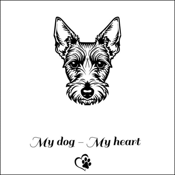 My Dog - My Heart - Fox Terrier - Laser Engraved Wood Sign for Dog Lovers - 12x12 Inch - Rustic Dog Breed Wall Decor, Unique Handcrafted Look, Personalized Dog Gift