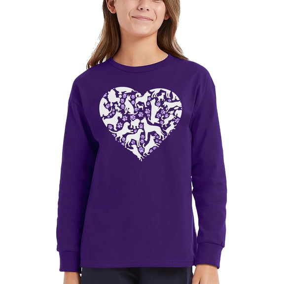 Dog Heart - Girl's Word Art Long Sleeve T-Shirt
