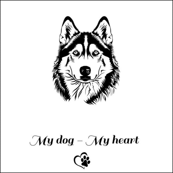 My Dog - My Heart - Husky Malamute Mix - Laser Engraved Wood Sign for Dog Lovers - 12x12 Inch - Rustic Dog Breed Wall Decor, Unique Handcrafted Look, Personalized Dog Gift