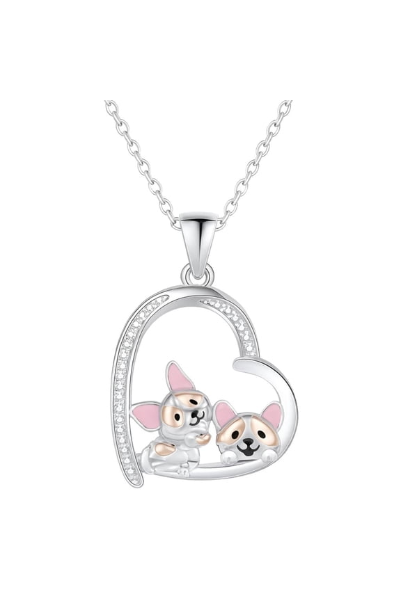 Dog Heart Pendant Necklace - Corgi, German Shepherd, or Dalmatian