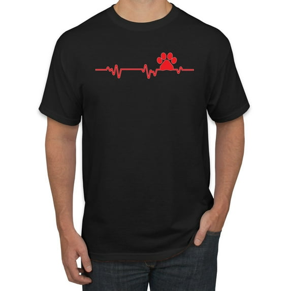Dog Heartbeat | Paw Print EKG Lifeline | Veterinarian Vet Tech Dog Lover Men's T-Shirt, Black, XX-Large