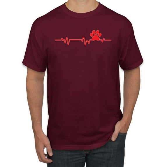 Dog Heartbeat | Paw Print EKG Lifeline | Veterinarian Vet Tech Dog Lover Men's T-Shirt, Maroon, 5X-Large