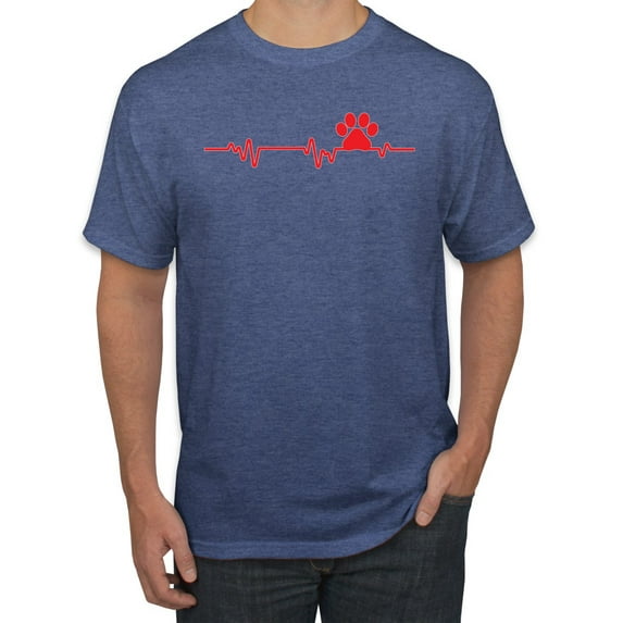 Dog Heartbeat | Paw Print EKG Lifeline | Veterinarian Vet Tech Dog Lover Men's T-Shirt, Vintage Heather Blue, XX-Large