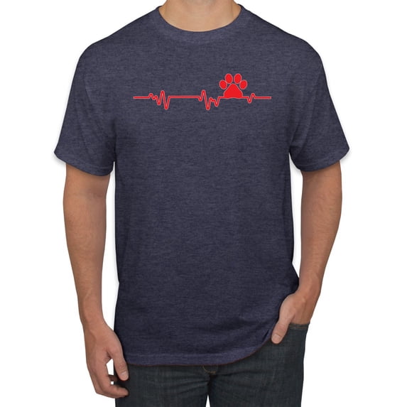 Dog Heartbeat | Paw Print EKG Lifeline | Veterinarian Vet Tech Dog Lover Men's T-Shirt, Vintage Heather Navy, 5X-Large