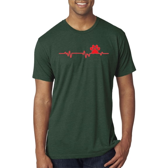 Dog Heartbeat | Paw Print EKG Lifeline | Veterinarian Vet Tech Dog Lover Mens Premium Tri Blend T-Shirt, Forest Green, X-Large